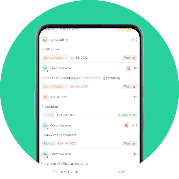 List view - Detailed information available at hand